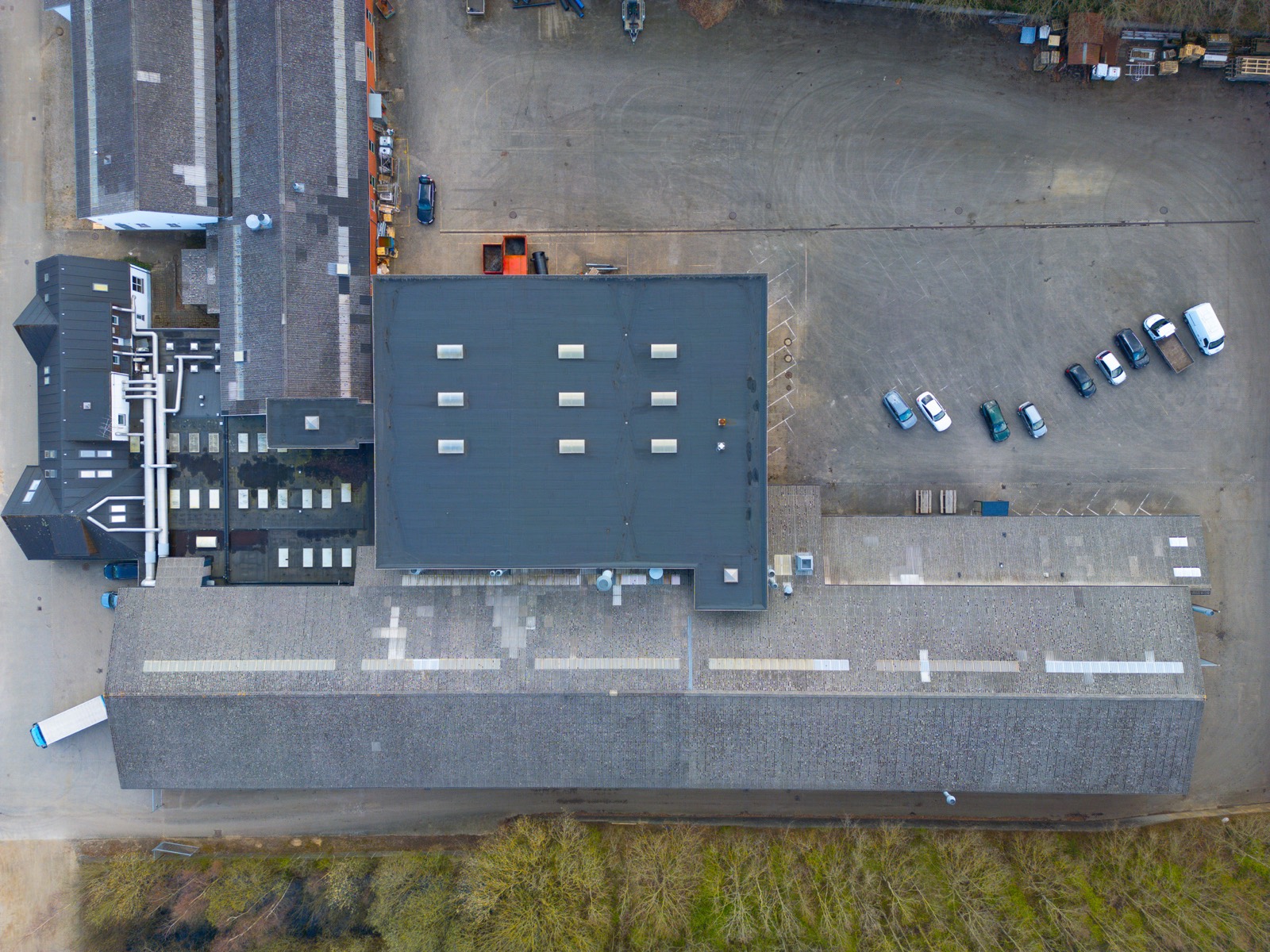 Aerial photo of HSV Combi's buildings in Sdr. Bjert seen from above.