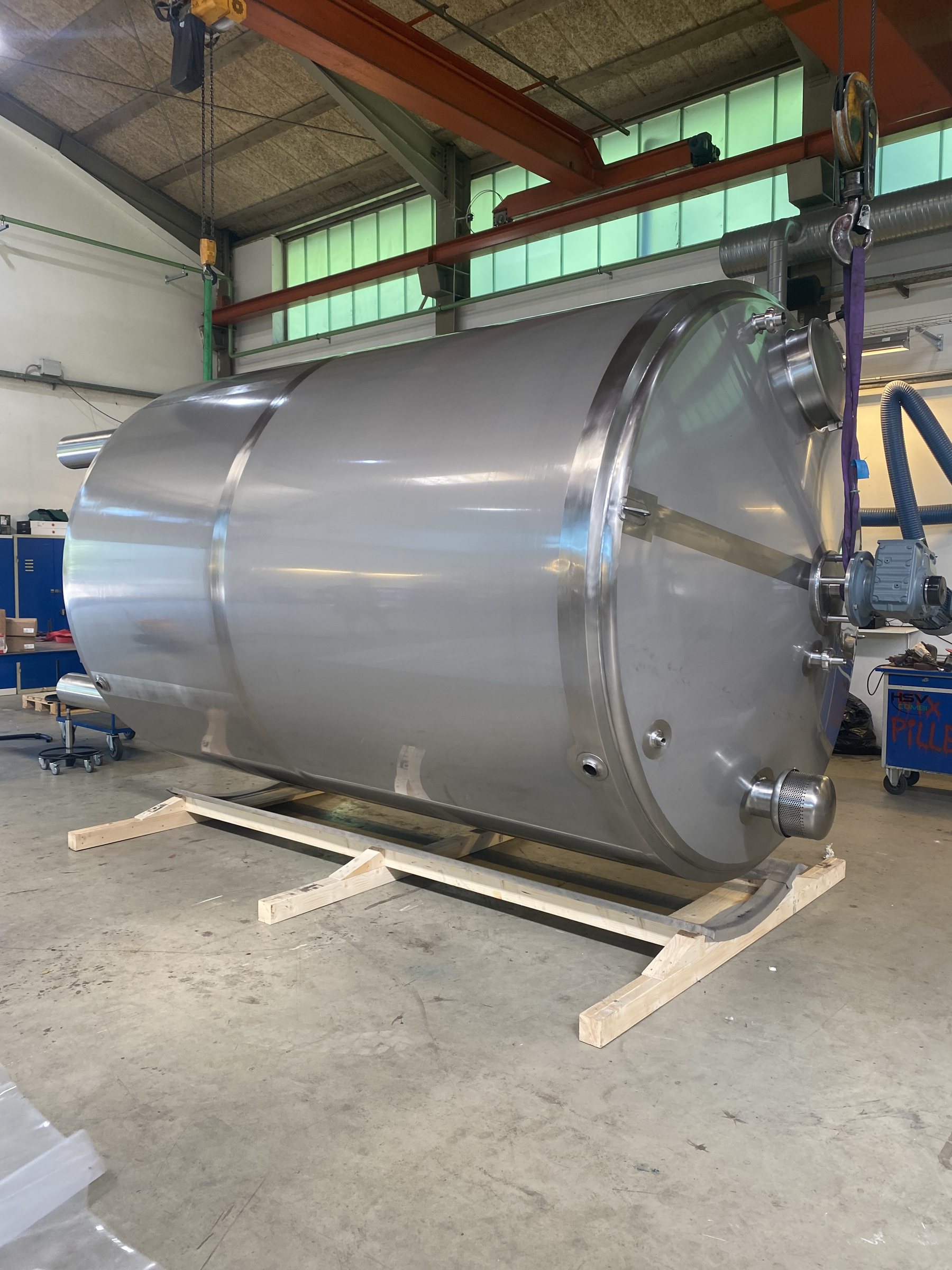 Stainless steel buffer tank.