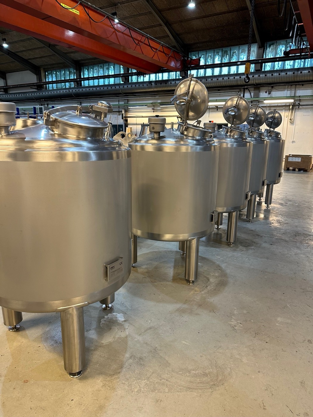 Finished tanks ready for function testing before delivery.